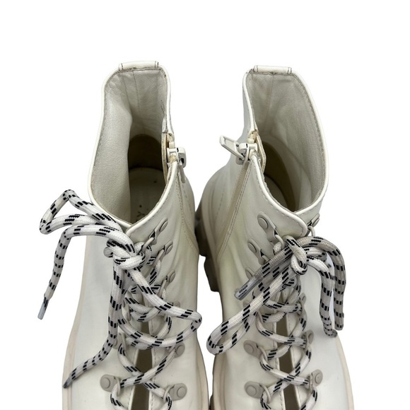 Moussy Open Toe Chunky Boots White Lace Up Ankle US 7 Combat Style - Picture 8 of 16